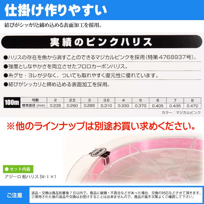 サンライン アジーロ 船ハリス SV-I マジカルピンク