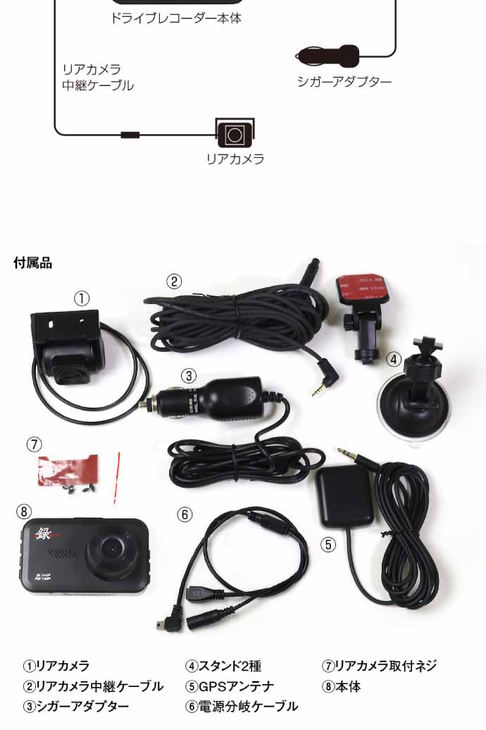 3インチドライブレコーダー 前後同時録画 DVR-D028 3inch液晶画面