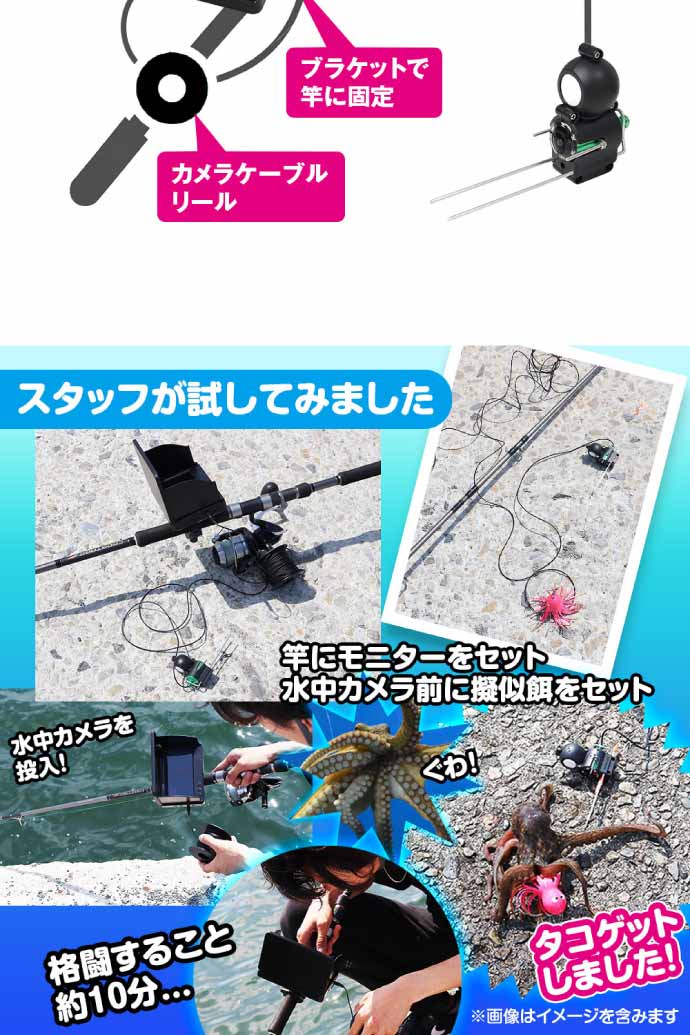 水中カメラモニターセット ケーブル長さ30m FI-TK501-S01 充電式