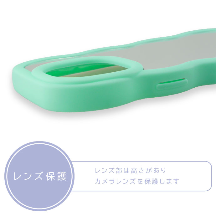 iPhone16 ケース 鏡 ミラータイプ グリーン TPU ソフト おしゃれ