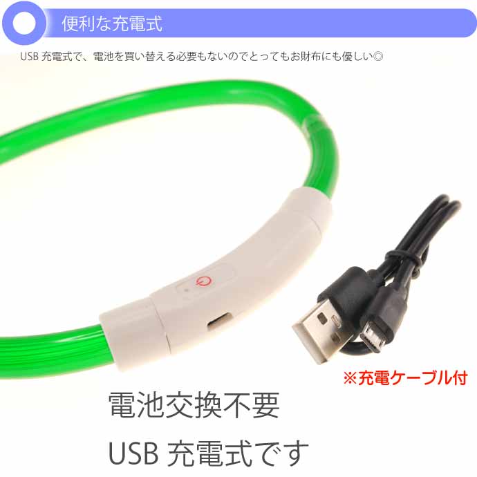 USB充電式 LEDライト首輪