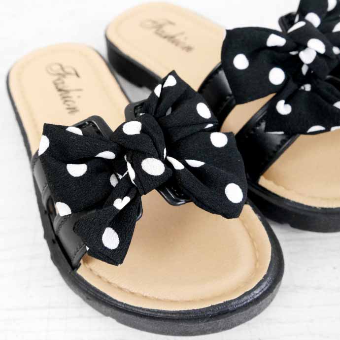 リボンサンダル　サンダル　ビーチサンダル　スリッパ　レディース　ブラック women's rivet bow flat-bottom sandals slippersサテンリボン