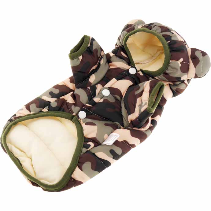 犬 服 ペット服 迷彩 フード付き M くま耳フード ペットウェア ドッグ  