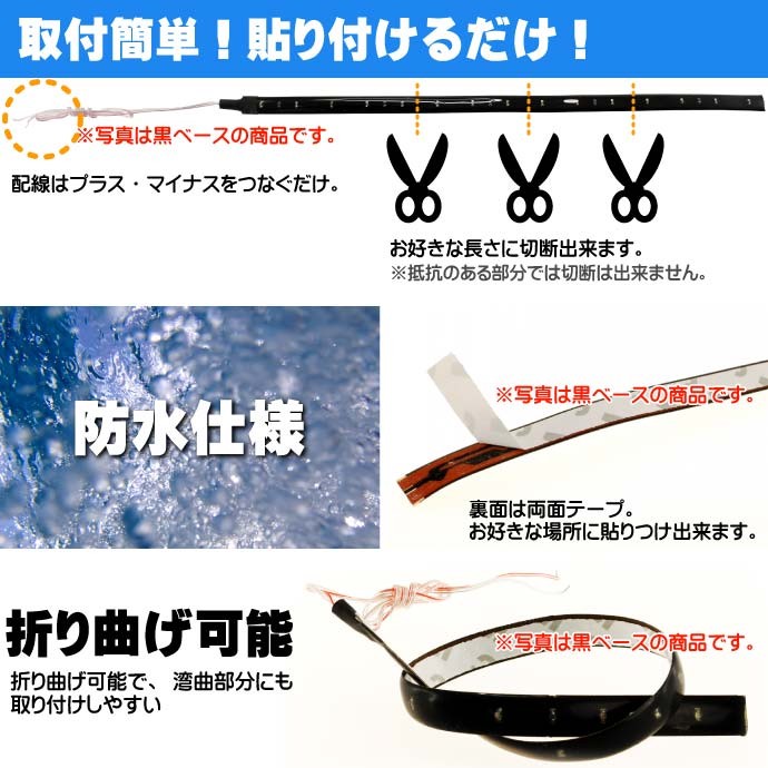 LEDテープ15連★30cmホワイト 正面発光 防水 切断可能 as12229