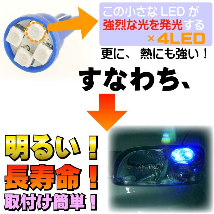 4連★高輝度LEDバルブ T10 SMDウェッジ