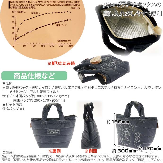 となりのトトロ保冷ライトダウンランチバック弁当箱入KLD1 キャラクターグッズ トトロ弁当箱入れ袋 トトロ ランチボックスバッグ Sk111