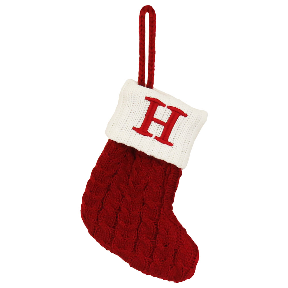 Yahoo! Yahoo!ショッピング(ヤフー ショッピング)イニシャル ソックス （H） Initial Socks クリスマス 飾り 靴下 吊り下げ ニット サンタ 装飾 インテリア ツリー プレゼント 【メール便OK】