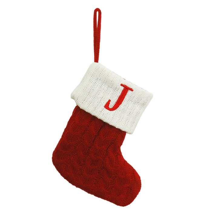 Yahoo! Yahoo!ショッピング(ヤフー ショッピング)イニシャル ソックス （J） Initial Socks クリスマス 飾り 靴下 吊り下げ ニット サンタ 装飾 インテリア ツリー プレゼント 【メール便OK】