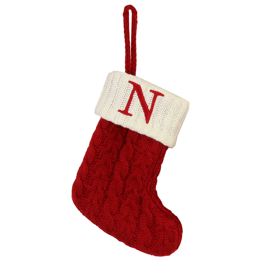 Yahoo! Yahoo!ショッピング(ヤフー ショッピング)イニシャル ソックス （N） Initial Socks クリスマス 飾り 靴下 吊り下げ ニット サンタ 装飾 インテリア ツリー プレゼント 【メール便OK】