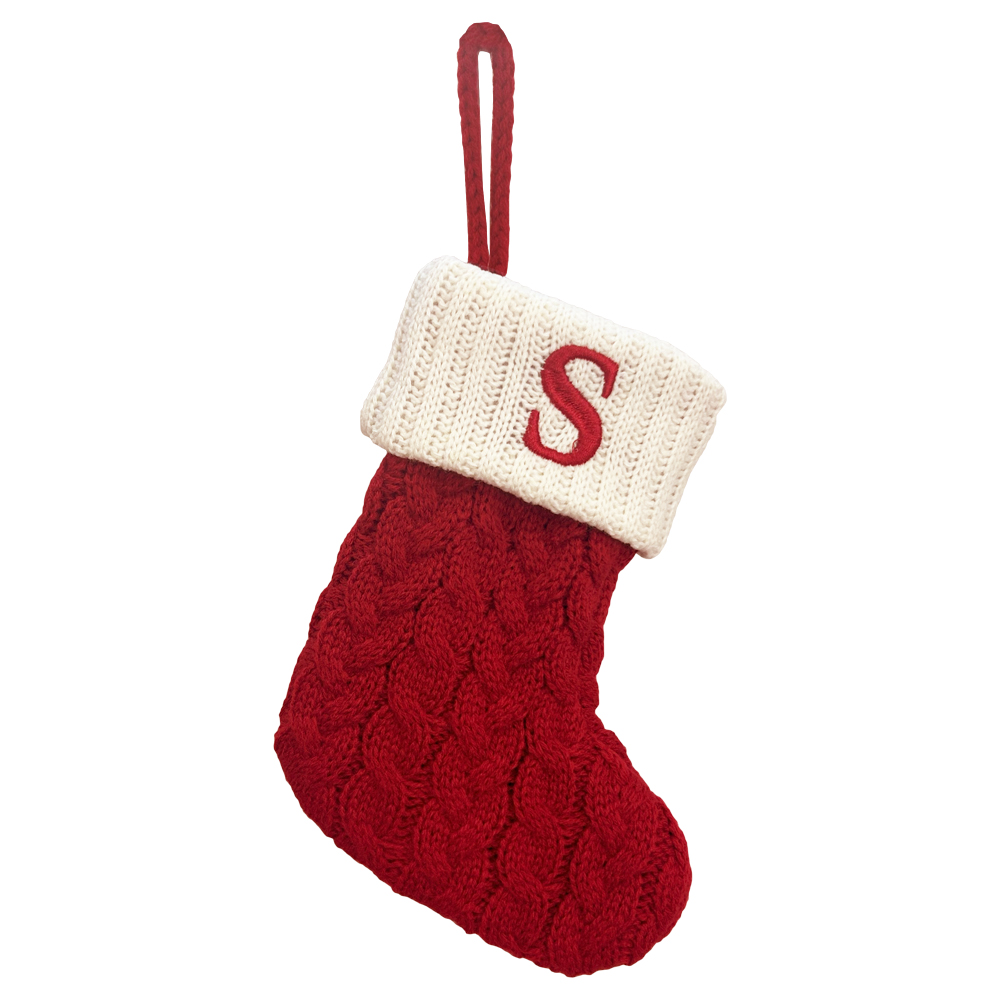 Yahoo! Yahoo!ショッピング(ヤフー ショッピング)イニシャル ソックス （S） Initial Socks クリスマス 飾り 靴下 吊り下げ ニット サンタ 装飾 インテリア ツリー プレゼント 【メール便OK】