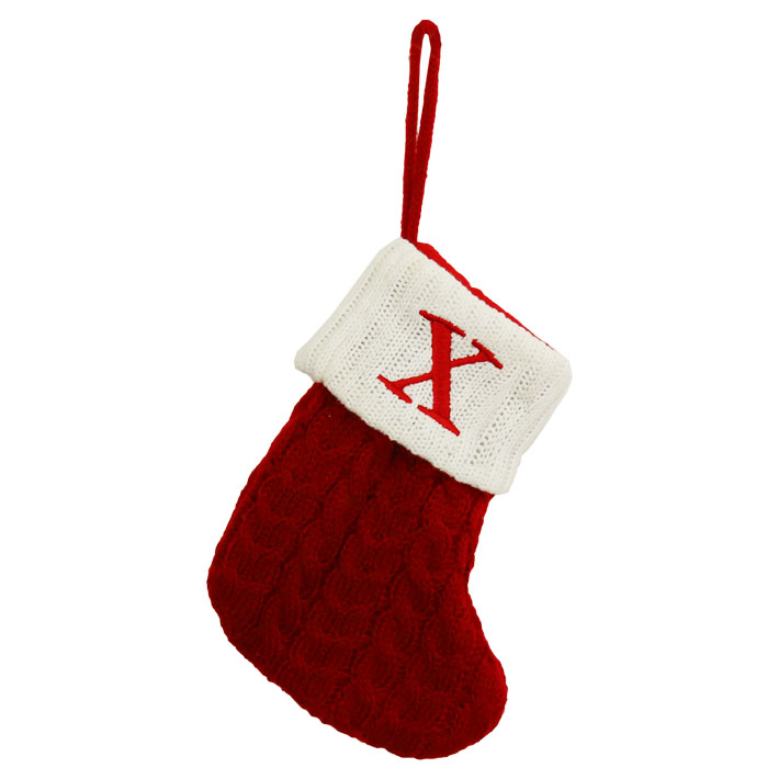 Yahoo! Yahoo!ショッピング(ヤフー ショッピング)イニシャル ソックス （X） Initial Socks クリスマス 飾り 靴下 吊り下げ ニット サンタ 装飾 インテリア ツリー プレゼント 【メール便OK】