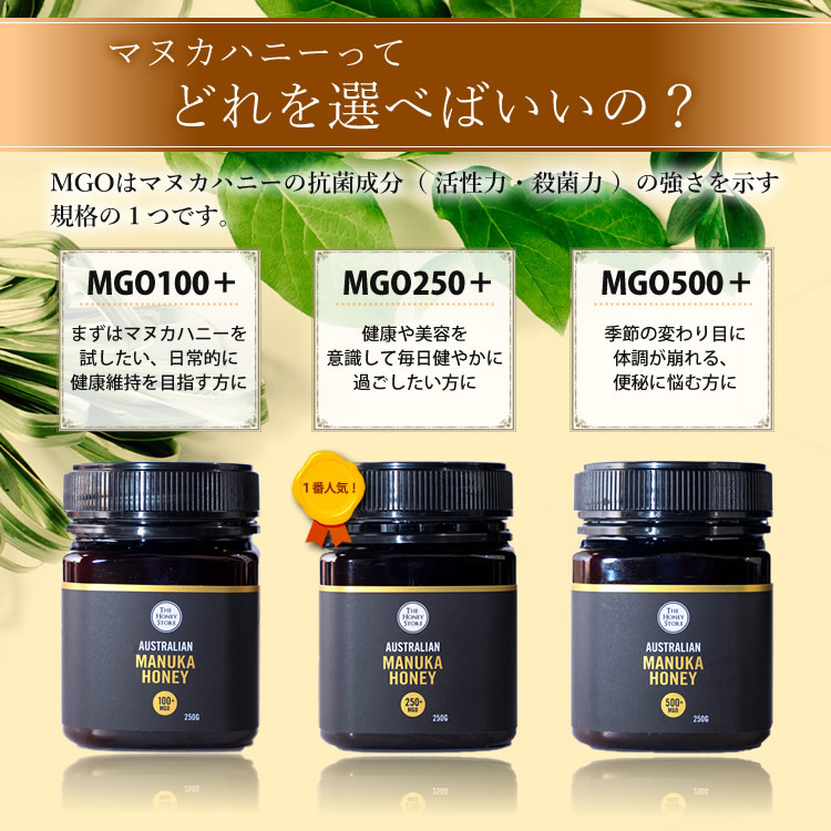 2個セット 美味しく食べやすい オーストラリア産マヌカハニー MGO250+