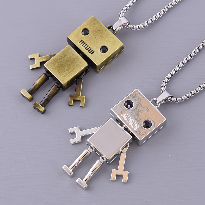ネックレス かわいいロボット チェーン シルバー ゴールド ペンダント