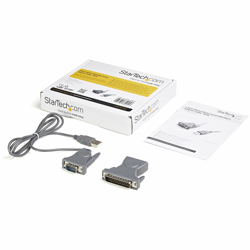 USB-RS232Cシリアル変換ケーブル (DB9-DB25変換コネクタ付き) 1x USB A