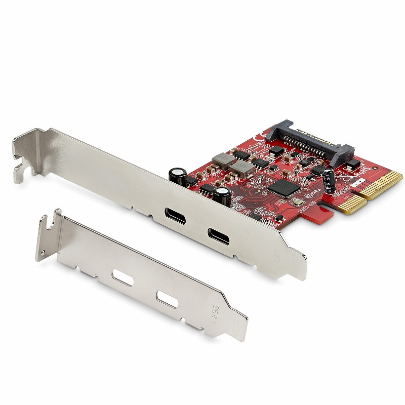 PCI Express(PCIe) - USB 3.0 Type C + Type A 拡張カード PCI-E - USBアドオンカード  4ポートUSB15ピンSATA電源コネクタ デスクトップPC用 PCIExpress ダブル USB C 拡張カード 10Gbps 速度マルチデバイス接続デスクトップ複数システム PCIe にダブ