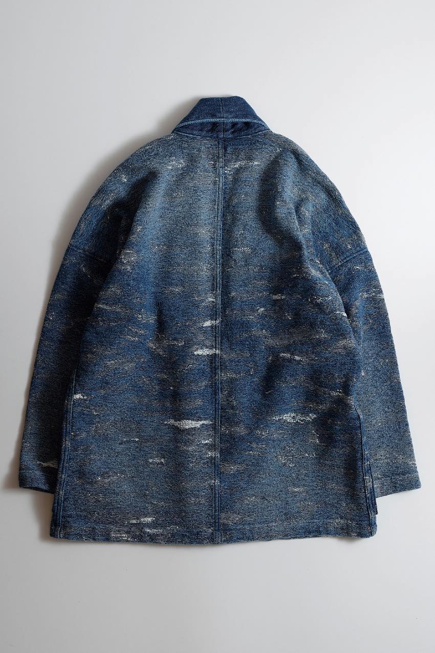 予約 FDMTL ファンダメンタル JACQUARD DENIM HAORI 2YR WASH デニム羽織り【8月】