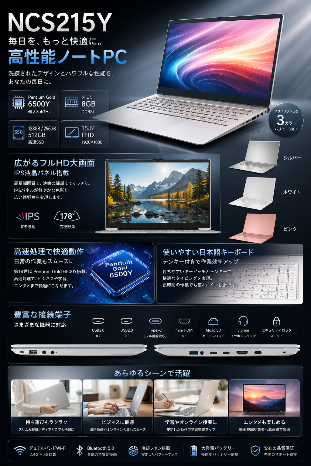 豊富なインターフェースを搭載した14型ノートパソコン