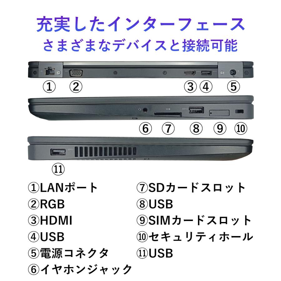 送料無料 保証付 高速SSD 12.5型 ノートパソコン DELL Latitude E5270 中古美品 第6世代 Core i5 8GB 無線 Bluetooth カメラ Win11 Office Latitude（Dell） 中古ノートパソコン DELL Latitude E5270 第6世代