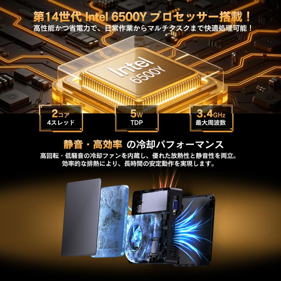 デスクトップパソコン ミニ 新品 PC Intel Pentium Gold 6500Y 3.4GHz Windows11 Office搭載 メモリ最大16GB SSD最大256GB(mini-b41y) 爆買 関連画像4