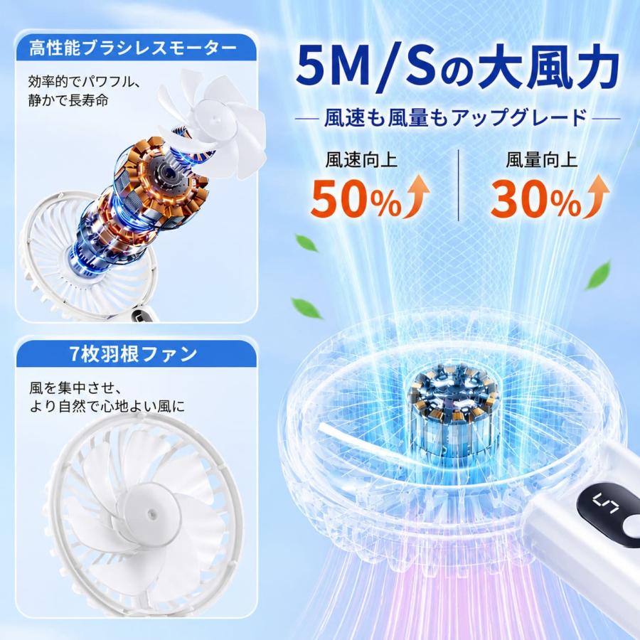 ハンディファン 携帯扇風機 静音 卓上扇風機 ミニ扇風機 強力 5段階風量調節 大風量 7枚羽根 Type-C 爆買 関連画像2