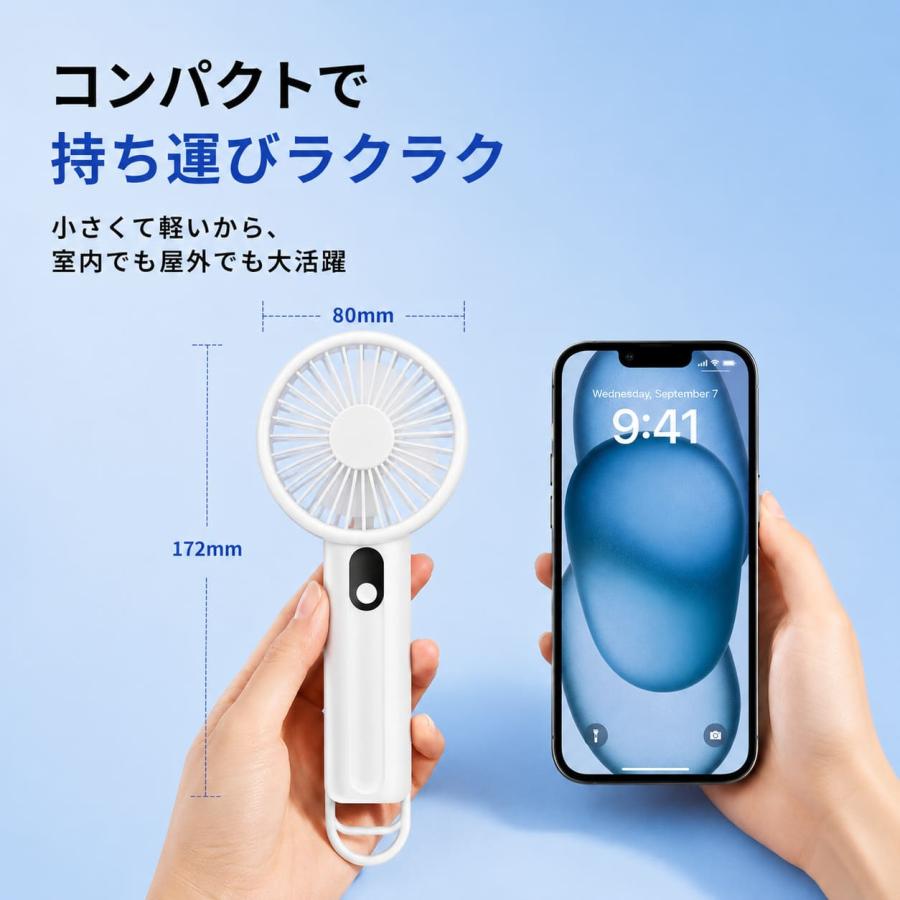 ハンディファン 携帯扇風機 静音 卓上扇風機 ミニ扇風機 強力 5段階風量調節 大風量 7枚羽根 Type-C 爆買 関連画像3