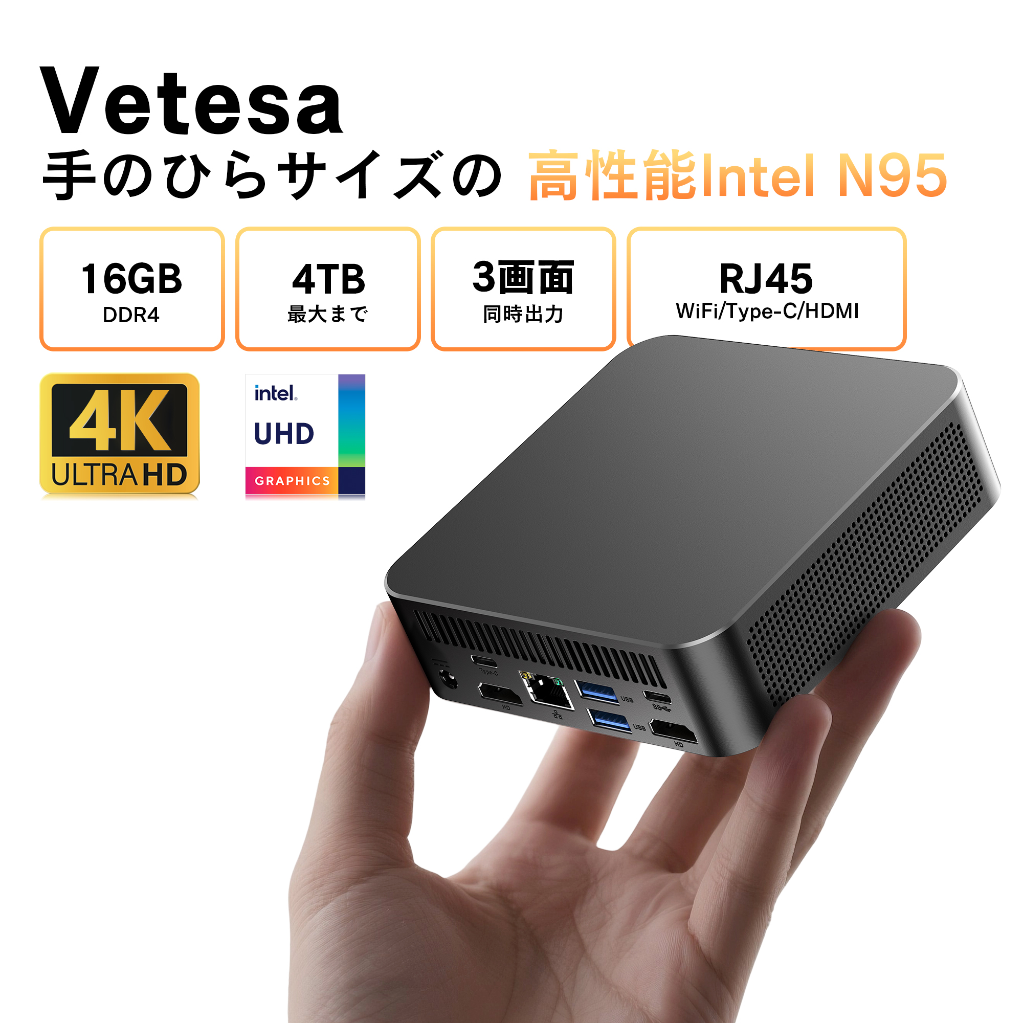 �f�X�N�g�b�v�p�\�R�� �~�j �V�i PC ��12���� Celeron N95 Intel UHD Graphics 3.4GHz Windows11 Office�t�� ������16GB SSD512GB