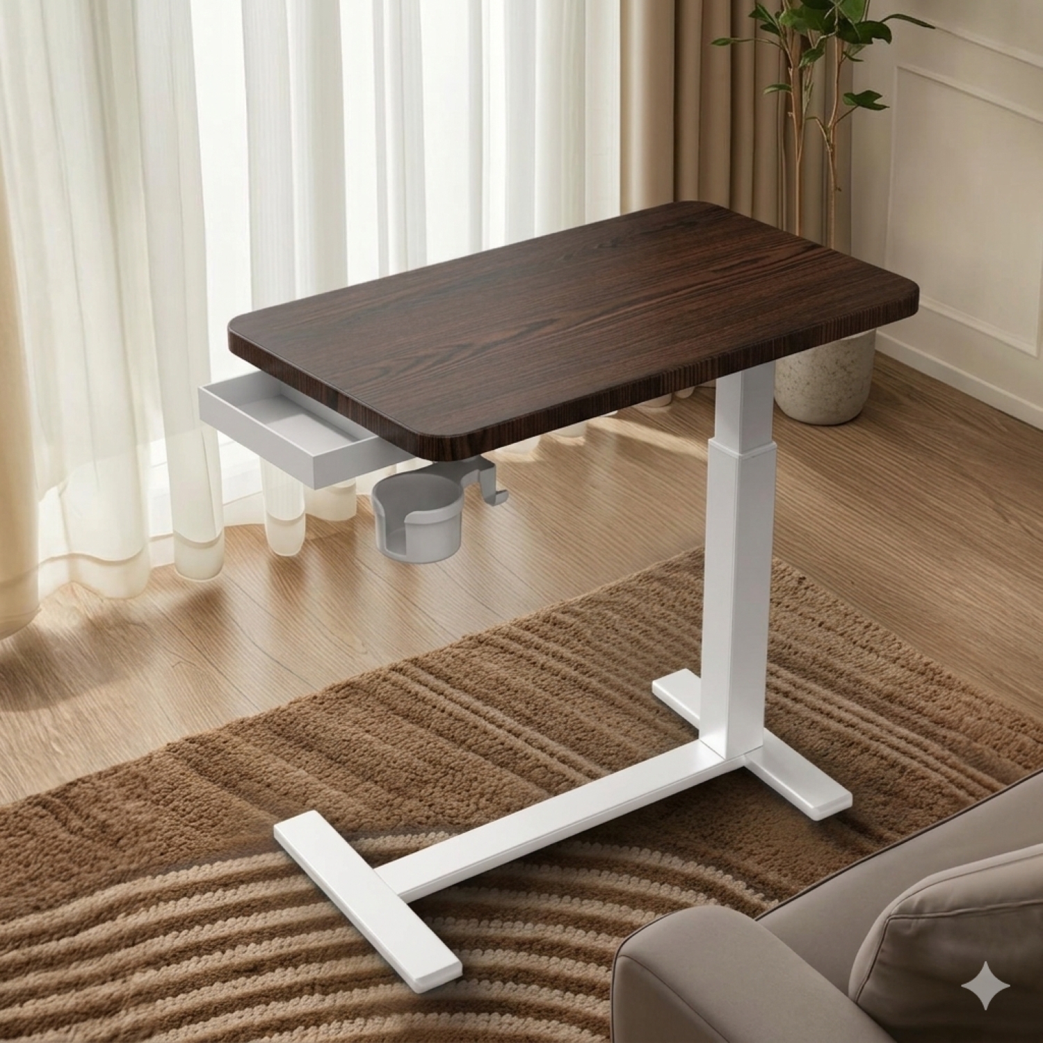 マルチテーブル 64cm〜102cm高さ調整 テーブル 幅68cm キャスター付き ベッドテーブル ベッドサイド 送料無料 サイドテーブル 机 パソコンデスク ソファテーブル | ブランド登録なし