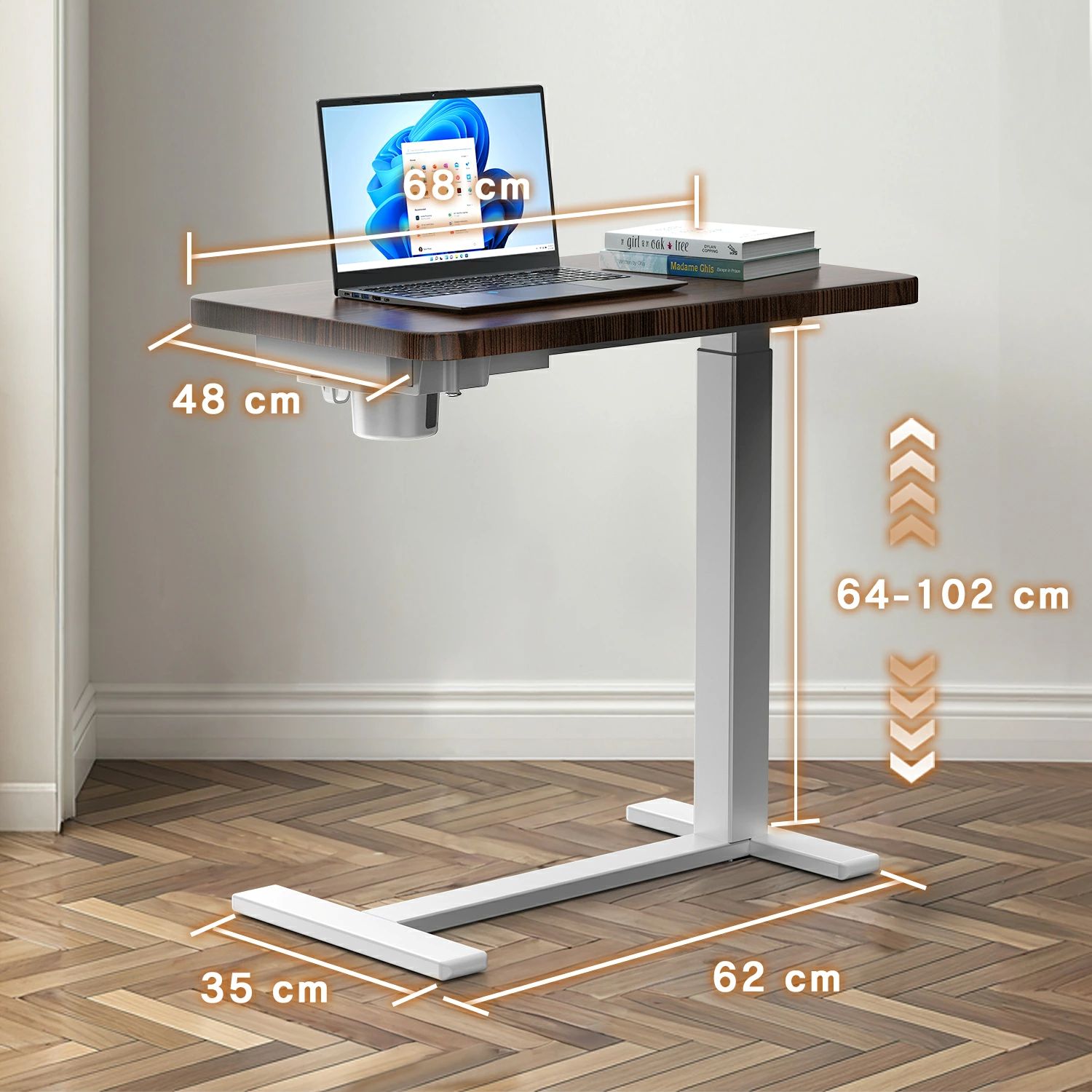 マルチテーブル 64cm〜102cm高さ調整 テーブル 幅68cm キャスター付き ベッドテーブル ベッドサイド 送料無料 サイドテーブル 机 パソコンデスク ソファテーブル | ブランド登録なし | 04