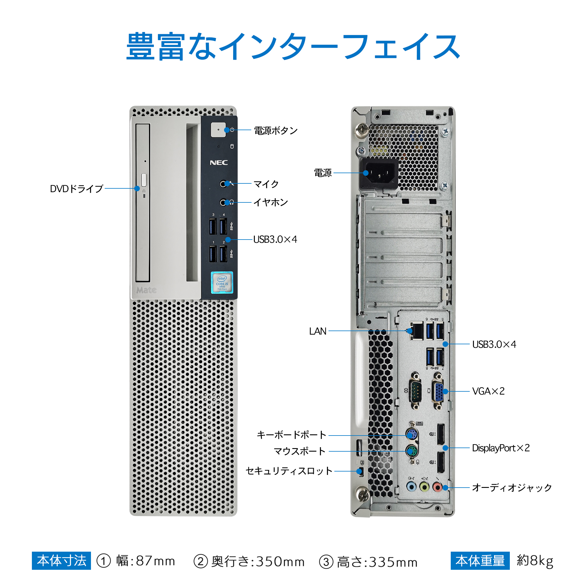 NEC7500シリーズ  MS Office付 Win 11搭載 高性能第7世代 Core i5 4コア 3.4GHz 無線LAN/DVDドライブ/HDMI/USB3.0/KINGSOFTカード/デスクトップPC｜accessone｜06