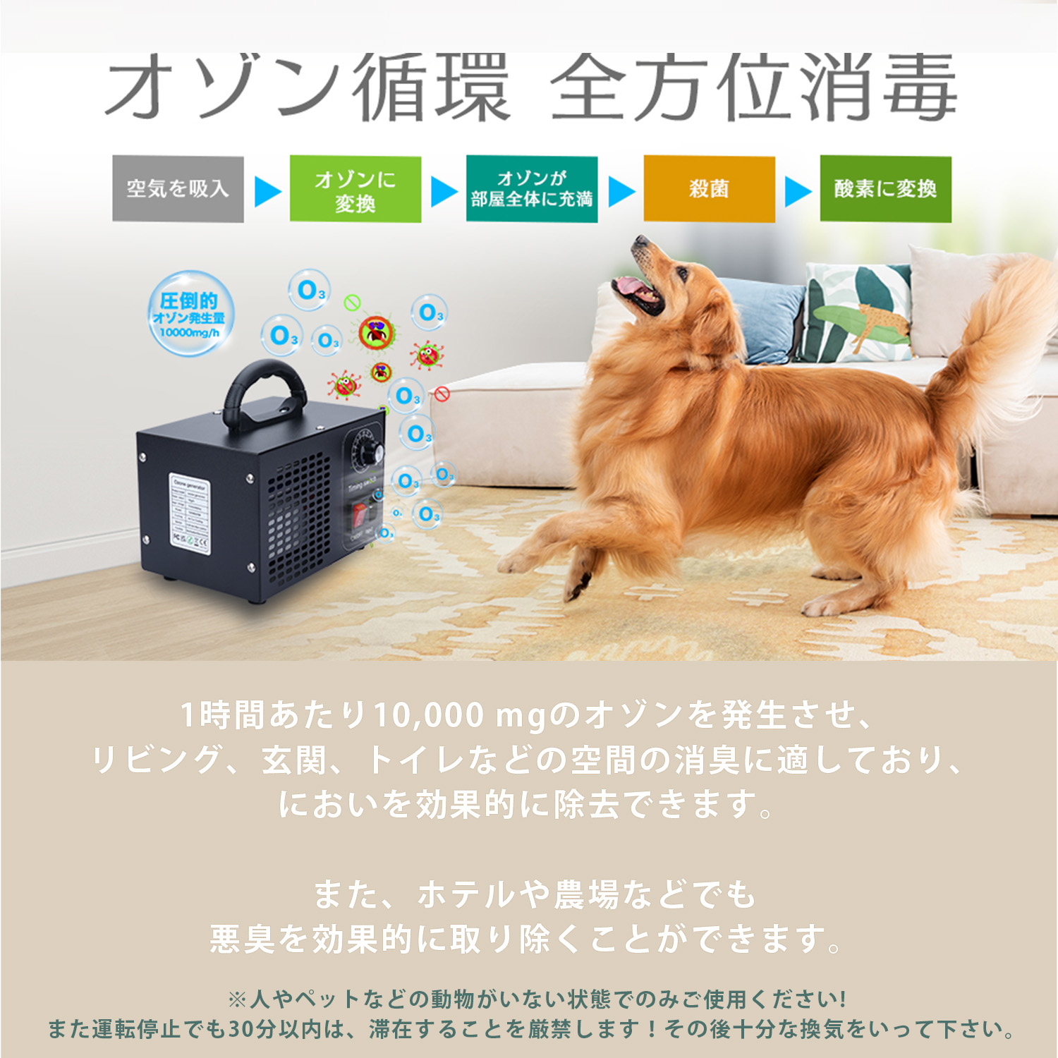 高性能オゾン発生機 10000mg 業務用 オゾン発生器 脱臭器 産業機 エアクリーナー 100平方メートルまで 家庭用 空気清浄機 1年保証 爆買 関連画像5