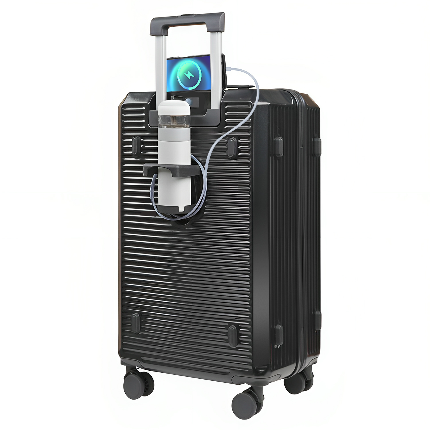 軽量スーツケース キャリーケース 大容量 機内持込可 カップホルダー付 静音 トランクケース USB...