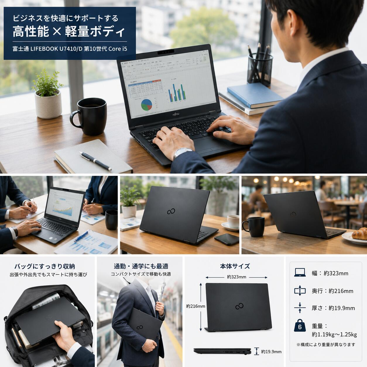 ノートパソコン Windows11 Office搭載 第10世代 Core i5 14型 メモリ8GB SSD256GB/512GB  富士通 U7410/D 初期設定済 WEBカメラ 中古 パソコン 爆買 | LIFEBOOK U | 03