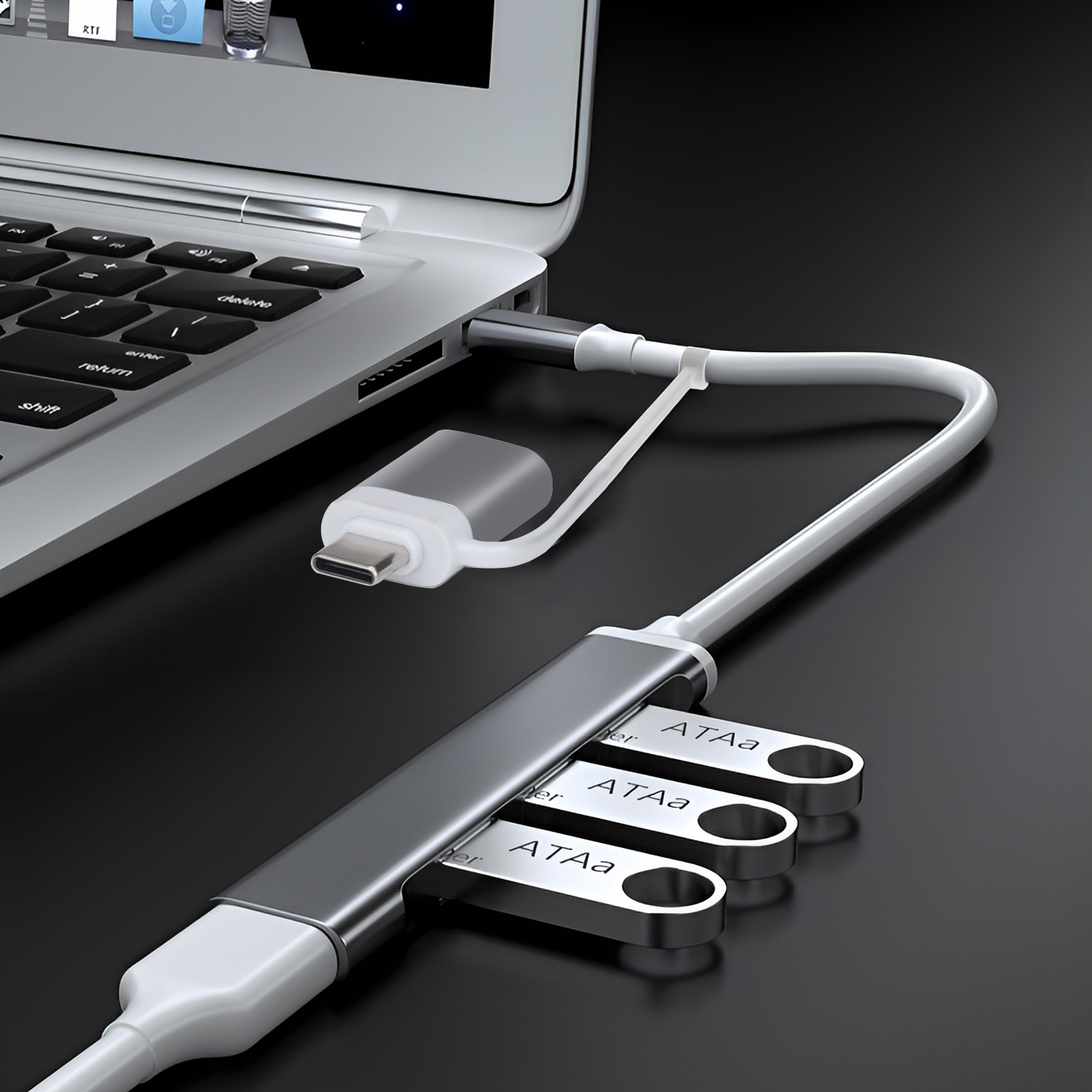 USB ハブ USB3.0 切替器　4ポート バスパワー コンパクト 高速データ転送 5Gbps 8cm ケーブル USB Type C MacBook iPad Pro Surface PS5対応4個セット｜accessone｜06