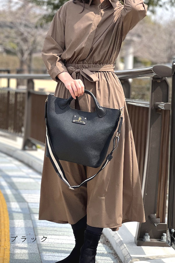 本革 バッグ レディース トート ショルダー 本牛革 2way 黒 斜め