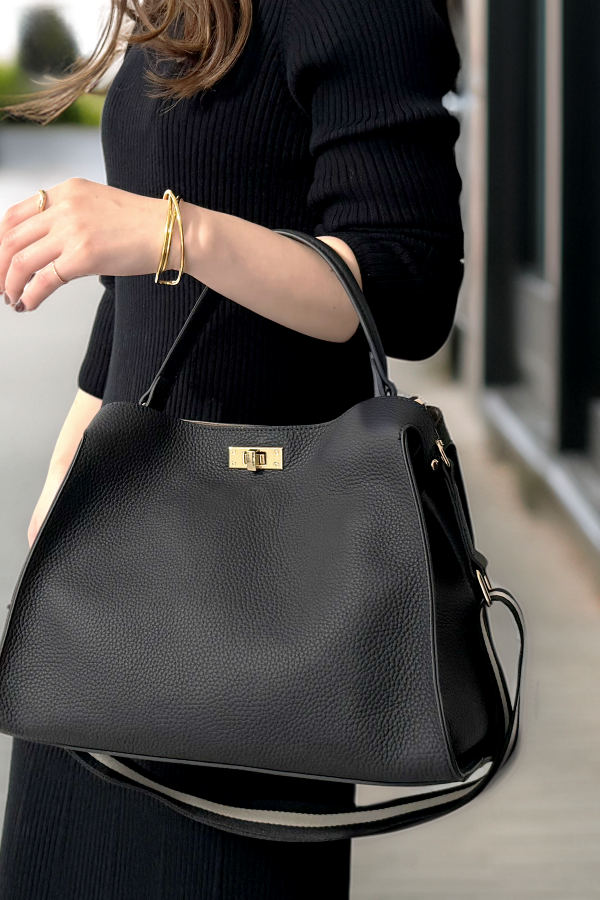 本革 ショルダー ハンドバッグ レディース 2way 黒 斜め掛け