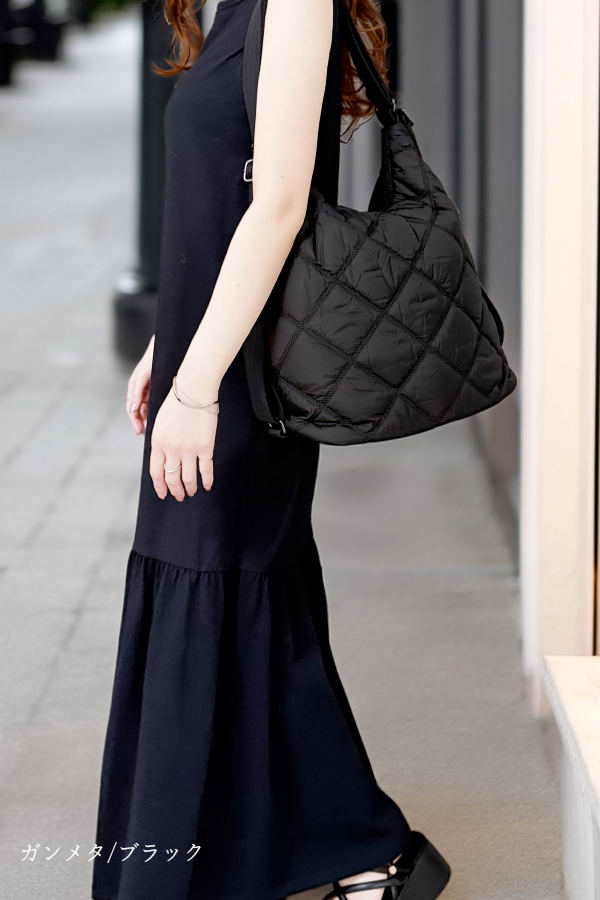 【動画あり】ナイロン ショルダーバッグ リュック 2way 軽量 レディース キルティングナイロン 大人 ナイロンリュック 斜め掛け |  | 16