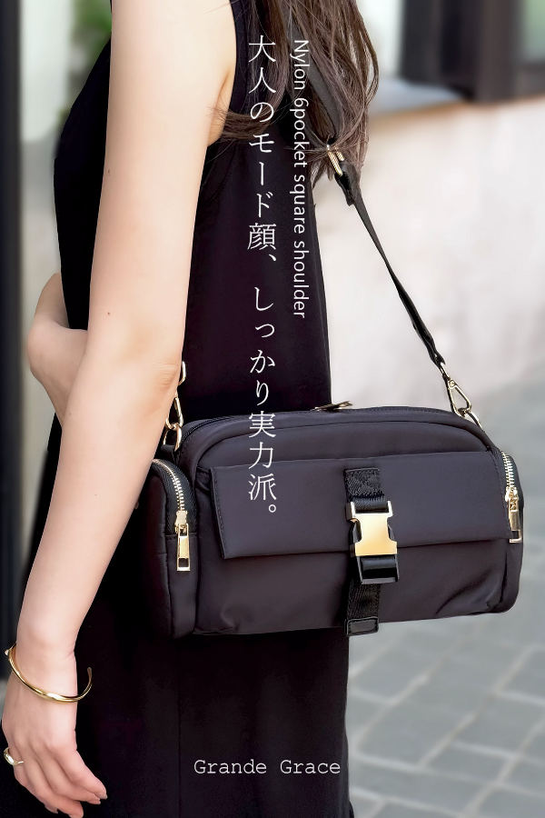 動画あり】高密度ナイロン ポシェット ショルダーバッグ レディース 斜