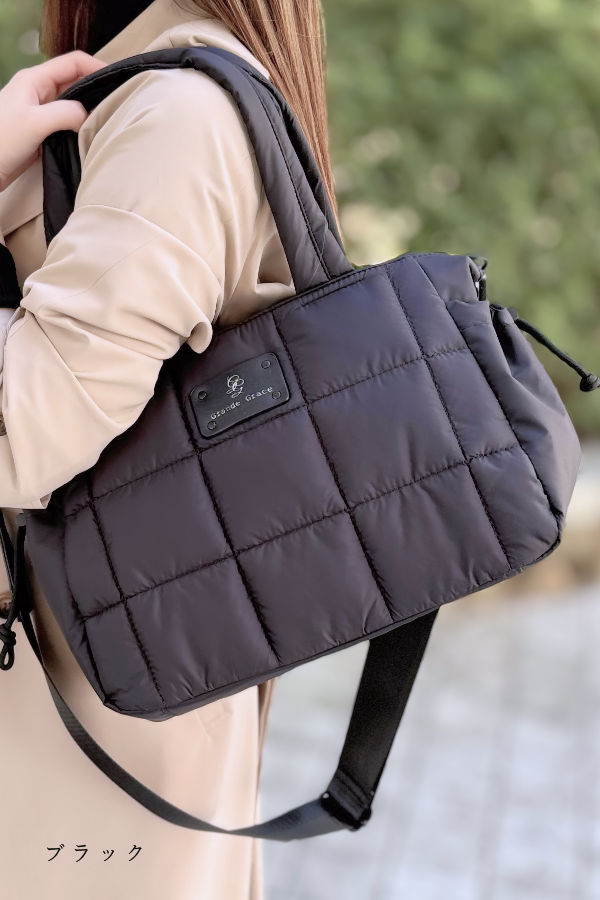 【動画あり】ナイロン キルティング バッグ ト...の詳細画像2