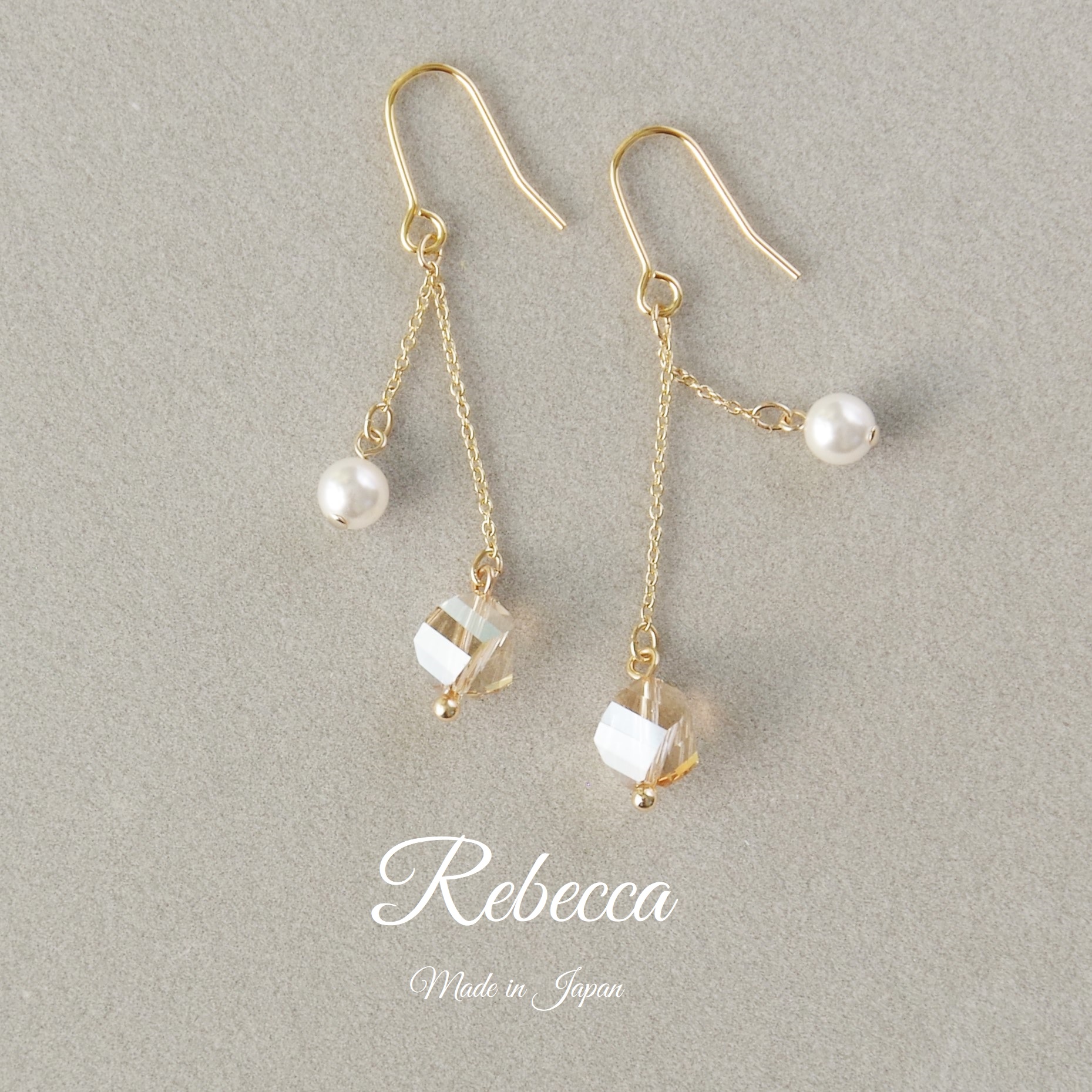 イヤリング 日本製 シャンパンゴールド 40代 50代 : Accessory Rebecca