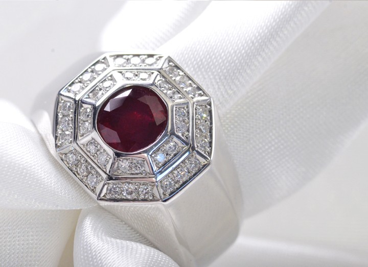 きよひろくん⭐️ルビー22号 指輪1.35ct SV950/pd 銀プラチナ ルビー 指輪 プラチナ リング 0.447ct ダイヤ 0.086ct 7月