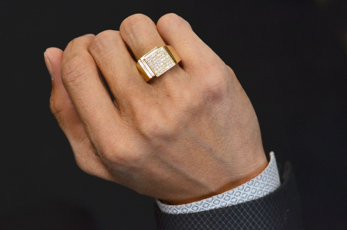 ダイヤモンド 印台 メンズリング 指輪 K18 印台リング 18金 ゴールド 幅広 パヴェ 男性用 日本製 刻印入り ごつい 太め 鑑別書付き  :CTC01196:アクセサリーマート 通販 