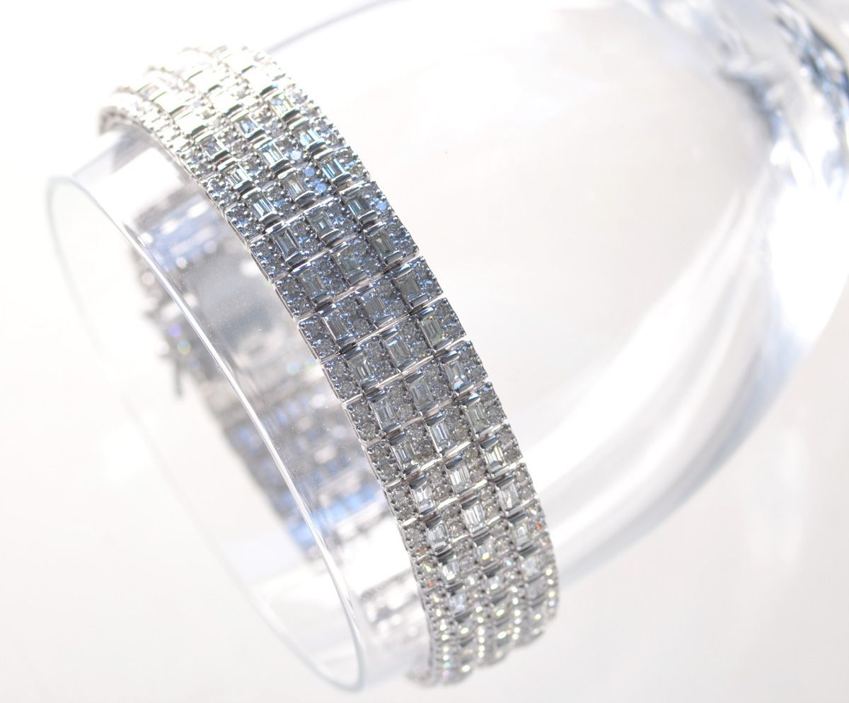 プラチナ ブレスレット メンズ バゲットカットダイヤモンド 11ct