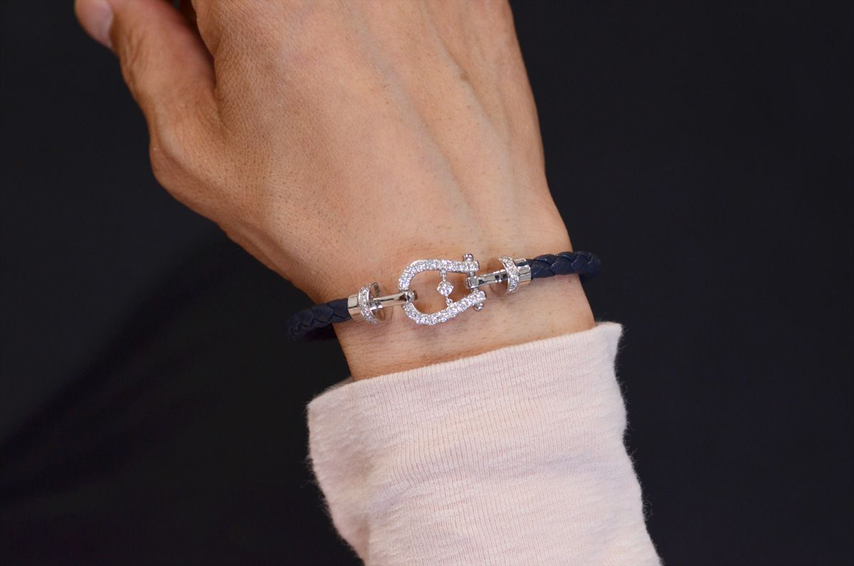 ダイヤモンド ブレスレット メンズ プラチナ Pt900 バックル 革紐