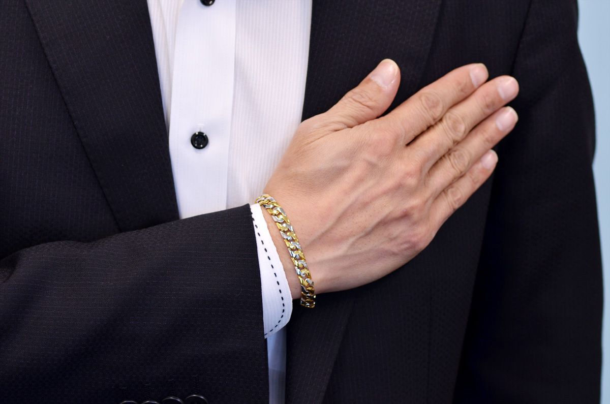 喜平 ブレスレット 純金 純プラチナ コンビ K24 Pt999 24金 ゴールド