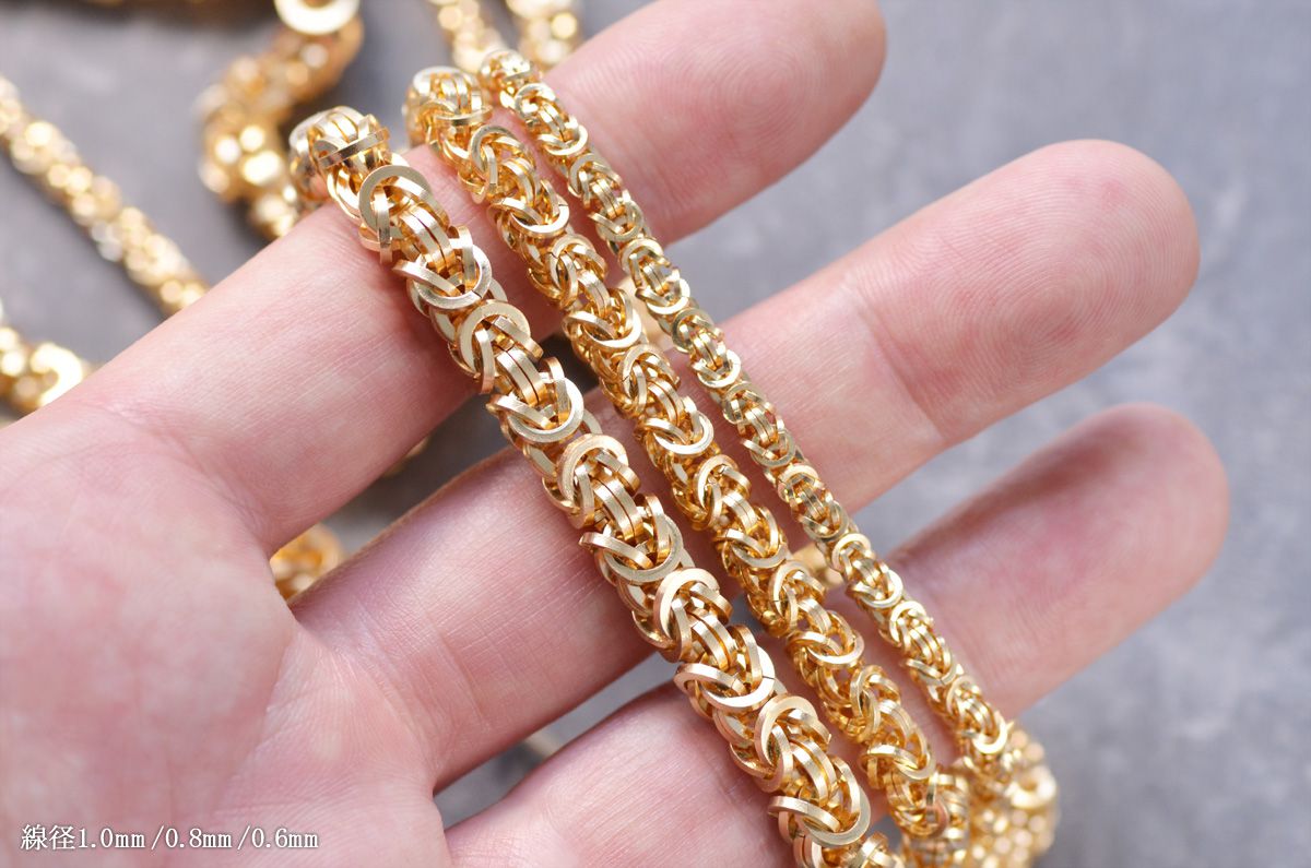 関税/送料込み【ELMNT】ビザンチンチェーンネックレス 18k チェーンネックレス メンズ K18 ビザンチンチェーン 18金