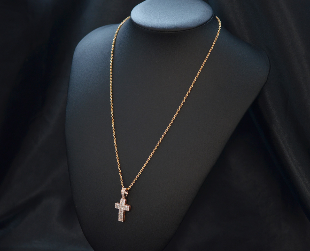 18金 ペンダントトップ メンズ K18PG 18K ピンクゴールド クロス