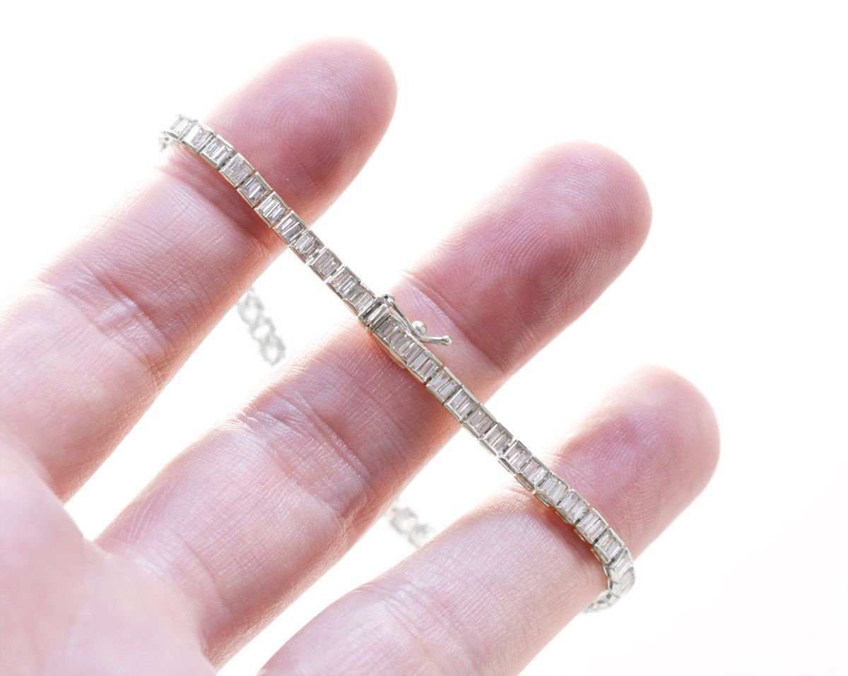 PT900 プラチナ ダイアモンド 2CTブレスレット ブレスレット メンズ プラチナ ダイヤモンド 2カラット バゲットカット