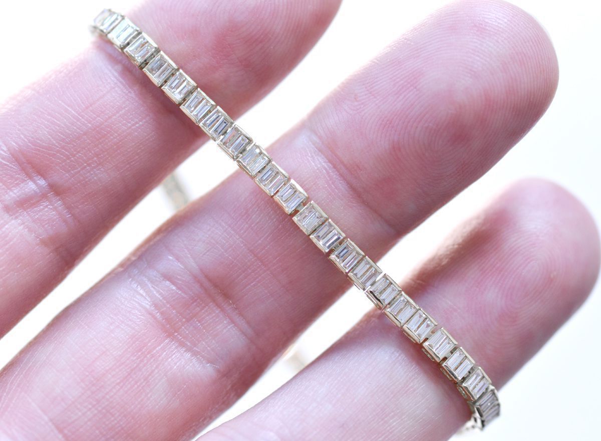 ブレスレット メンズ K18WG ダイヤモンド 2カラット 18金 18k バゲット
