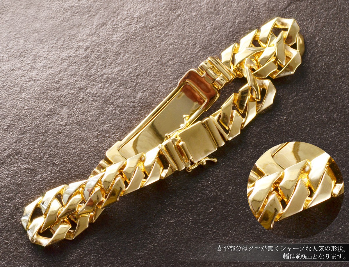 【送料込み】ティラ喜平ブレスレット 18K Plated Gold 喜平ブレスレット 18金 K18 18K メンズ 地金 プレートブレスレット