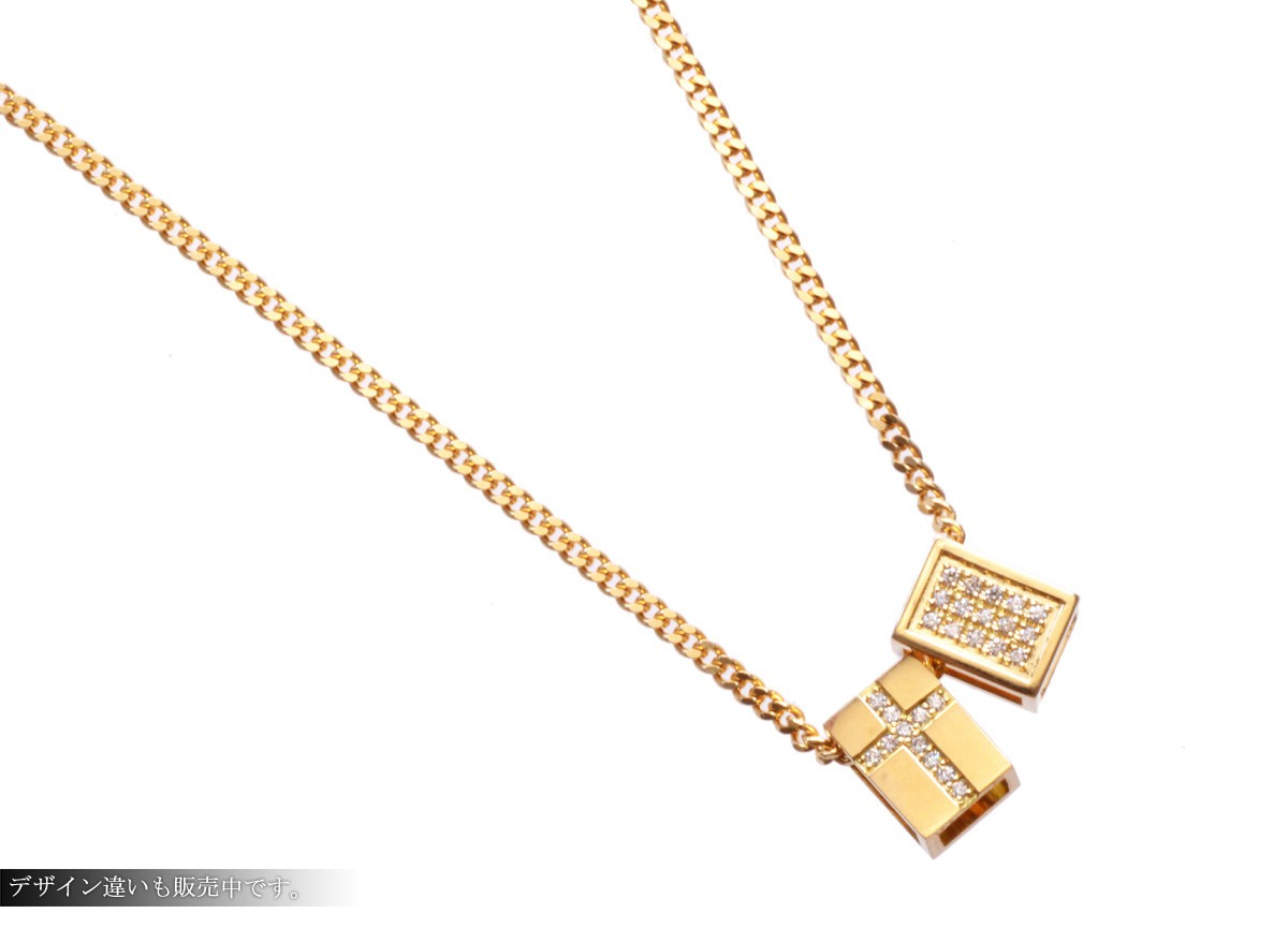 ペンダントトップ メンズ K18 18金 ダイヤモンド ビーズ リバーシブル